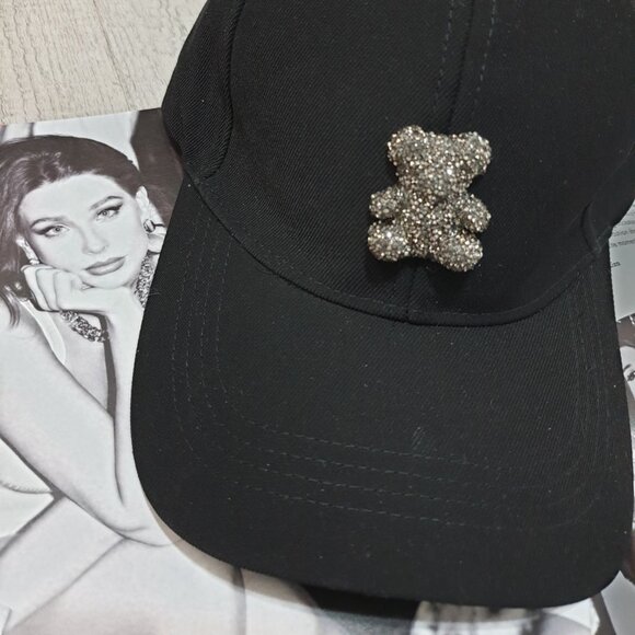Black Women Baseball Hat Cap Teddy Bear Fashion Trendy Casual Formal Accessory - Picture 3 of 5